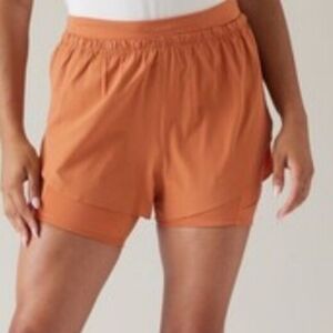 ATHLETA Mile Marker 2 in 1 Short Copper Orange Women’s Size SMALL NWT $79￼